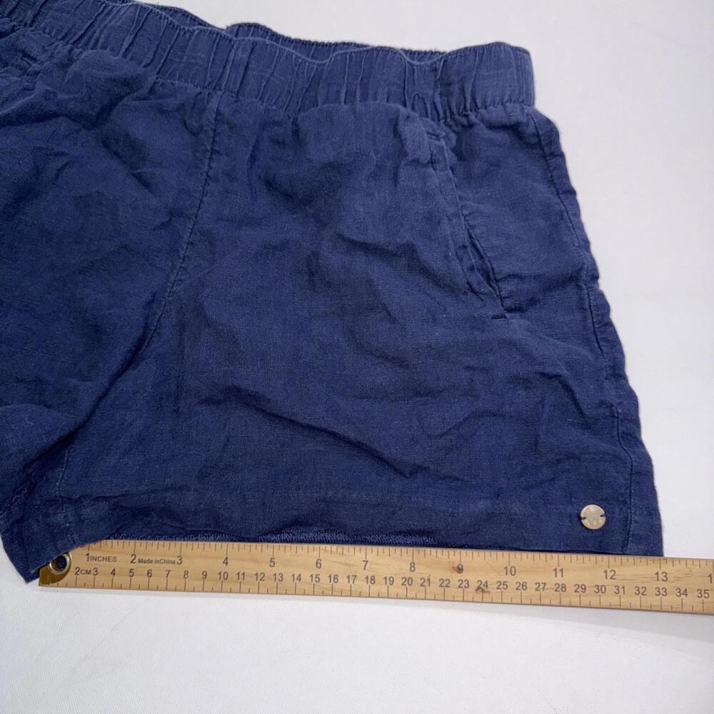 Lilly Pulitzer Minimalist Designer Solid TRUE NAVY LILO 100% Linen Shorts Large - Picture 5 of 10